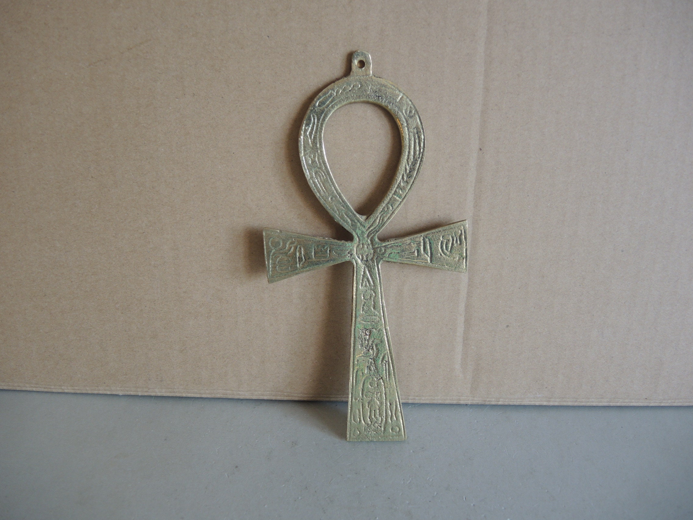 Vintage Solid Brass Egyptian Cross Figurines / Housewares