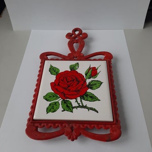 Vintage Rose Hot Dish Tray van gietijzer