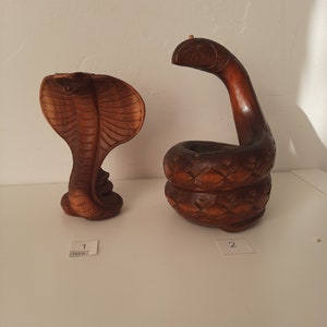 ONE!!! Vintage Wooden Snake Cobra figure Figurine / Home Table Décor / Desk Accessory / Collectible Decorative Figurine / paperweight