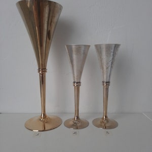 Set of 3 Vintage Antique Signed Silver Plated Sweden Wine Glass Silver With Gold Plated Swedish Wine Goblet / interior décor
