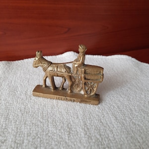 Vintage Massive Messing oder Bronze Esel Wagen Figur / Messing Figur / Wohndekor / Schreibtisch Accessoire / Dekorative Figuren / Metallkunst