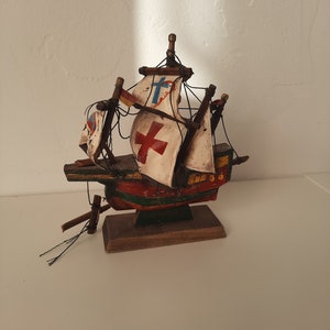 Vintage Hand made Wooden sailing Ship / Fishing Boat / Coastal Party Décor / Fishing Boat / Miniature Sailboat model / Sailing Marine Gift