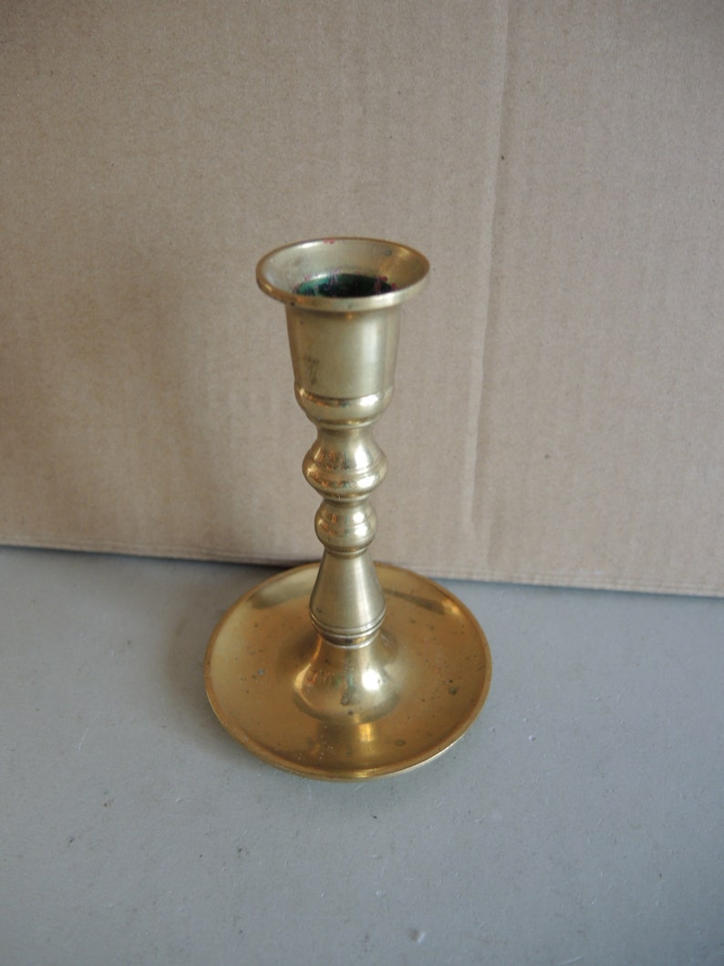 Antique Style Massive Solid Brass Bronze Candle Holder / Old Housewares