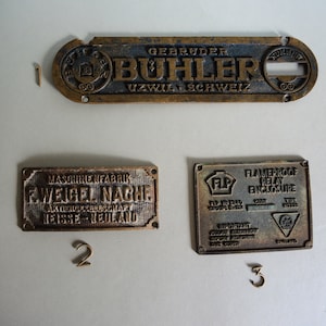 ONE!!! Antique Solid Brass sign plaque / collectible / gift for collectors / Furniture decoration / Industrial salvages / collection Gift