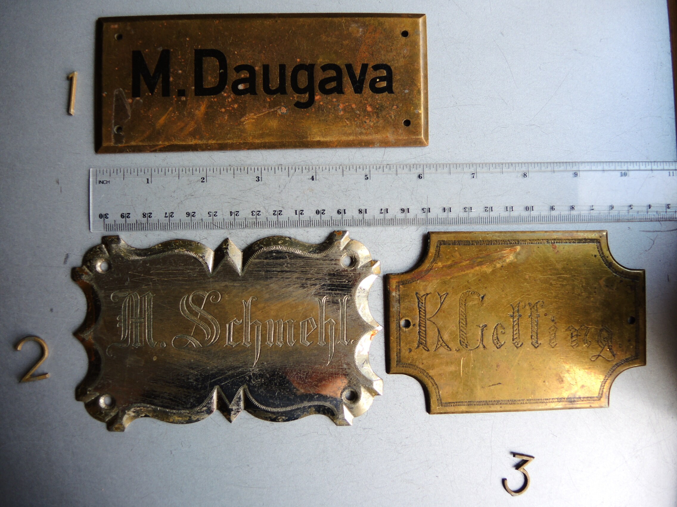 ONE Antique Solid Brass Bronze Door Name Plate / Brass Etsy