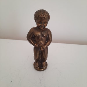 Antique Vintage Mannikin Pee Statue Figure Solid Brass Figurine &#39;4 Tall / Home Décor / Farmhouse decor / collectible figurine