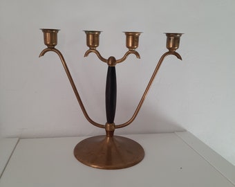 Vintage O H Lagerstedt  Eskilstuna Solid brass Candle Holder in antique style in brass color / housewares / Rustic Kitchen Décor / metal art