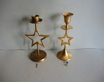 ONE!!! Vintage like Akta Massing Solid brass Candle Holder in Star shape / Rustic Kitchen Décor / Candlestick holder / Scandinavian art