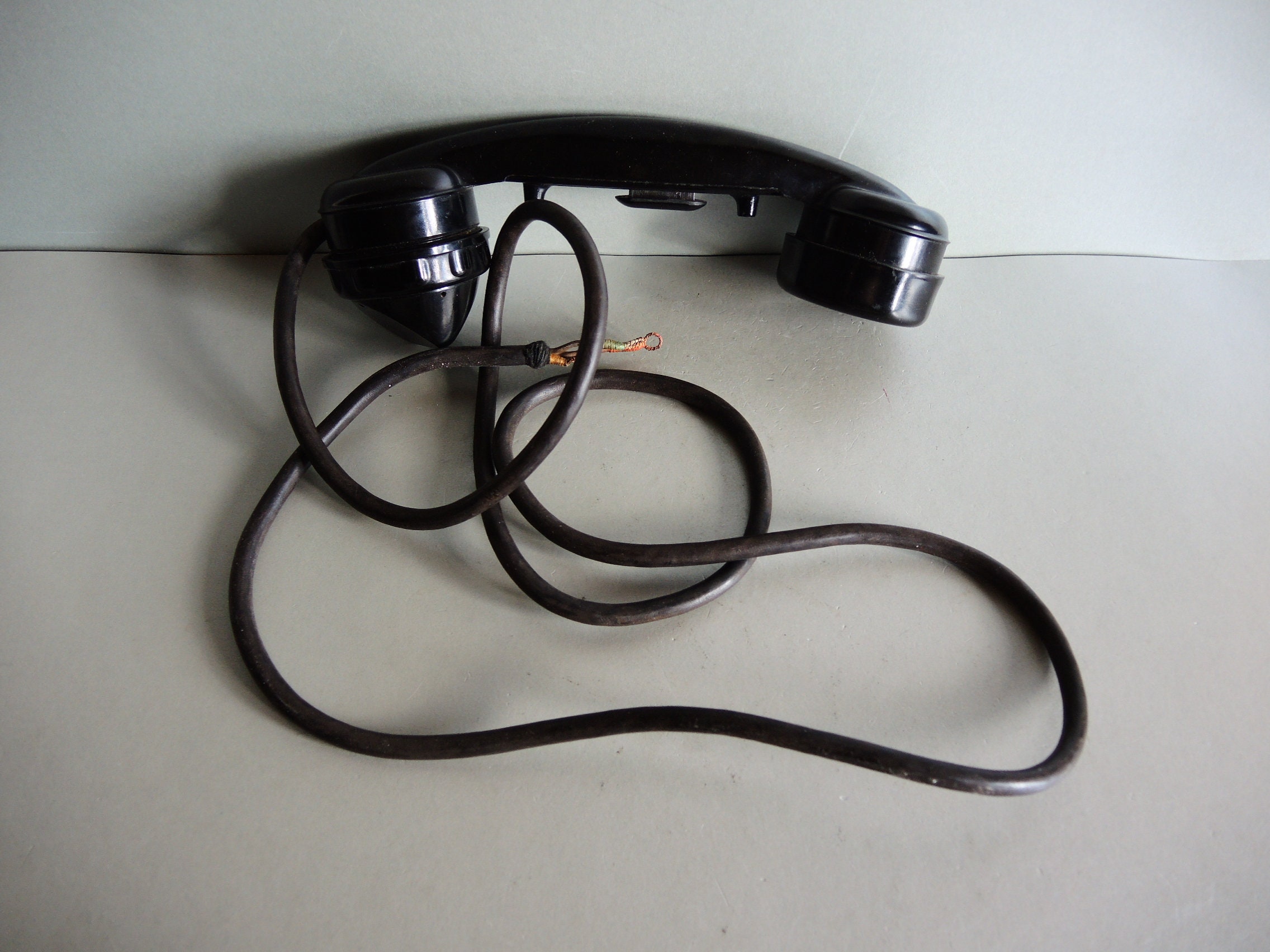 Vintage Bakelite Telephone Handset in Black / Soviet Telephone Etsy