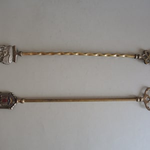 ONE!!! Vintage Solid Brass Long Toasting Fireplace Fork Tool / industrial salvages / Interior ornament country kitchen / gift for collection