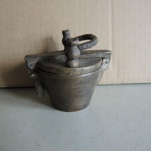 Vintage Antique style Bronze Weights set / Apothecary Nesting Weights in Case / Scale Weights Rustic Kitchen Décor / collectible paperweight