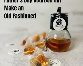 Old Fashioned Cocktail Infusion Kit — Bourbon Gift for Dad, Father’s Day Gift, Retro Glass Hottle, Craft Cocktail Kit