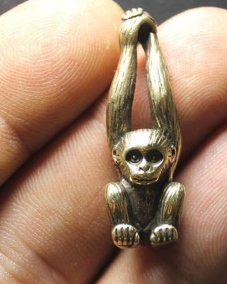 Miniature Brass Monkey. Figurine. Collectible. Charm. Free Shipping Etsy