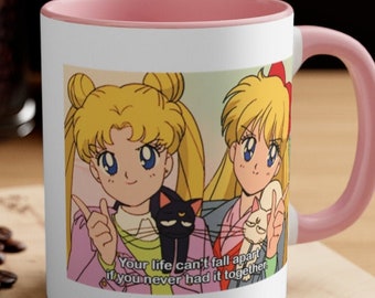 Coffee Mug Coaster Gift Set Sailor Moon Manga Anime Girls Ceramic Tea 