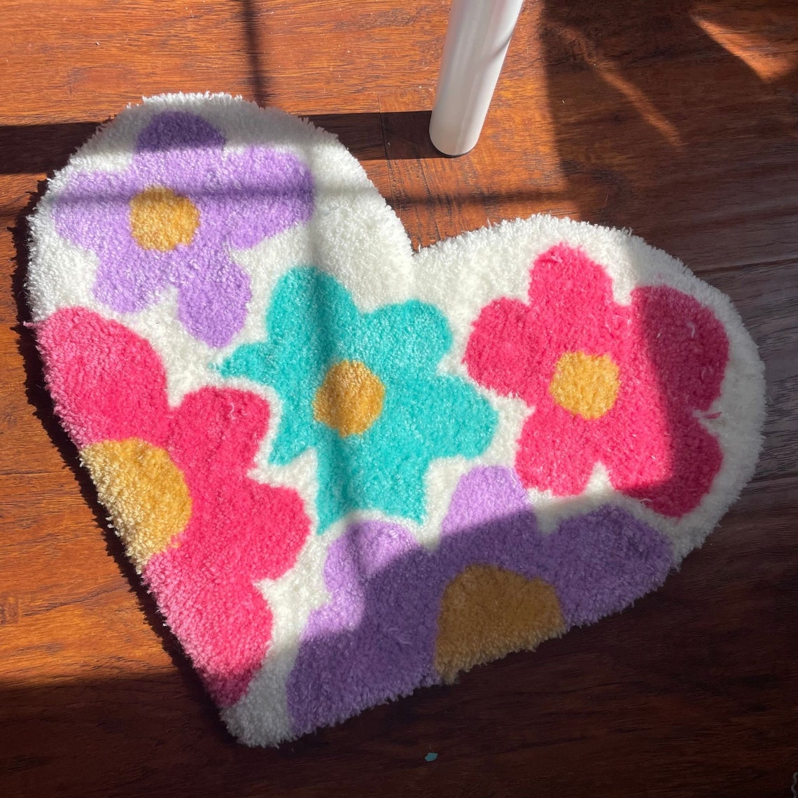 Pastel Flowers Rug Heart Shaped Rug Pastel Rug Etsy