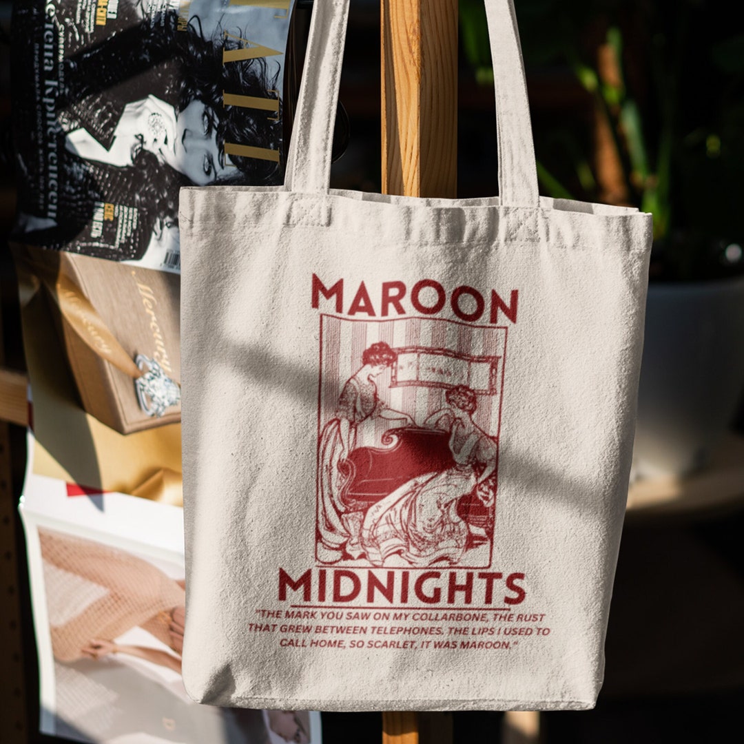 Maroon Tote Bag, TS tote, Midnights Tote, Taylor Tote, Swfitie Tote