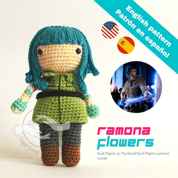 Ramona Flowers (Scott Pilgrim vs. The World) AMIGURUMI PATTERN in Spanish