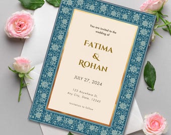 Indian Save the Date, Hindu Wedding Invitation, Indian Wedding Invite, Elegant Save the Date, Muslim Save the Date, Sikh Wedding Invite
