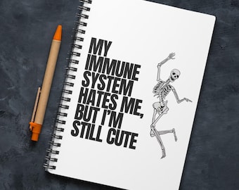Funny Chronic Illness Notebook, Spoonie Gift, Symptom Tracker, Autoimmune Journal, Invisible Illness Gift, Cute Skeleton Notebook, POTS, EDS