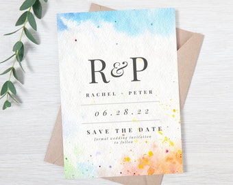Personalized Save the Dates Cards, Custom Save the Date, Digital Invitation, Customized Watercolor Invitations, Text Email, Bride Groom Name