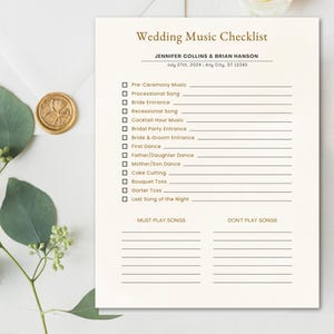 Printable Wedding Music List, Editable Canva Template, Wedding Song Playlist, Wedding DJ Song Checklist, Wedding Planner Music Questionnaire