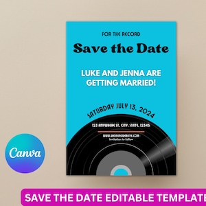 Disque vinyle "Retenez cette date", "Retenez cette date rétro", "Retenez cette date" pour mariage en vinyle, Carte d'invitation à un mariage personnalisée, Invitation avec musique, Retenez cette date avec musique