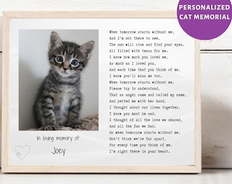 Personalized When Tomorrow Starts Without Me Cat Poem Memorial, Cat Remembrance Gift, Rainbow Bridge Grief Gifts, DIGITAL Cat Loss Poem