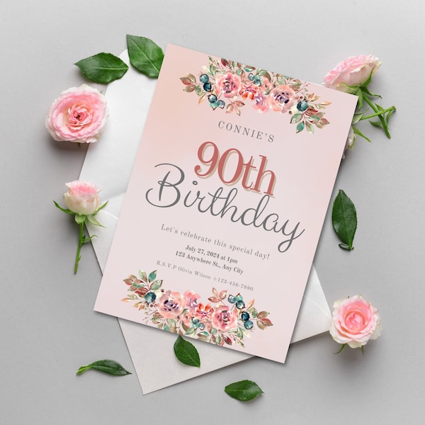 Lets Party 90th Birthday Invitation Etsy