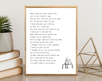 Dog Memorial Poem, When Tomorrow Starts Without Me, Rainbow Bridge Poem, Grief Poem for Dog Passing, Dog Remembrance Gift, Pet Loss Print