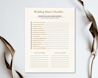 Printable Wedding Music List, Editable Canva Template, Wedding Song Playlist, Wedding DJ Song Checklist, Wedding Planner Music Questionnaire