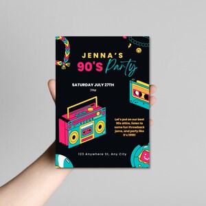 90s Party Invitation, Y2K Birthday Party, 90s Bday Invite, Editable Canva Template, 90s Throwback, Y2K Party, Retro Invite, 90s Birthday