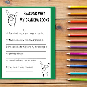 All About My Grandpa Fill in the Blank Printable, Last Minute Father&#39;s Day Gift for Grandpa, Custom Gift from Grandkids, Grandfather Gift