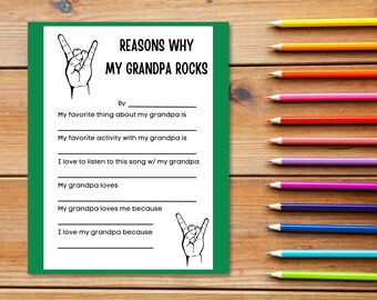 Tout sur mon grand-père : imprimable, cadeau de dernière minute pour la fête des pères pour grand-père, cadeau personnalisé des petits-enfants, cadeau grand-père
