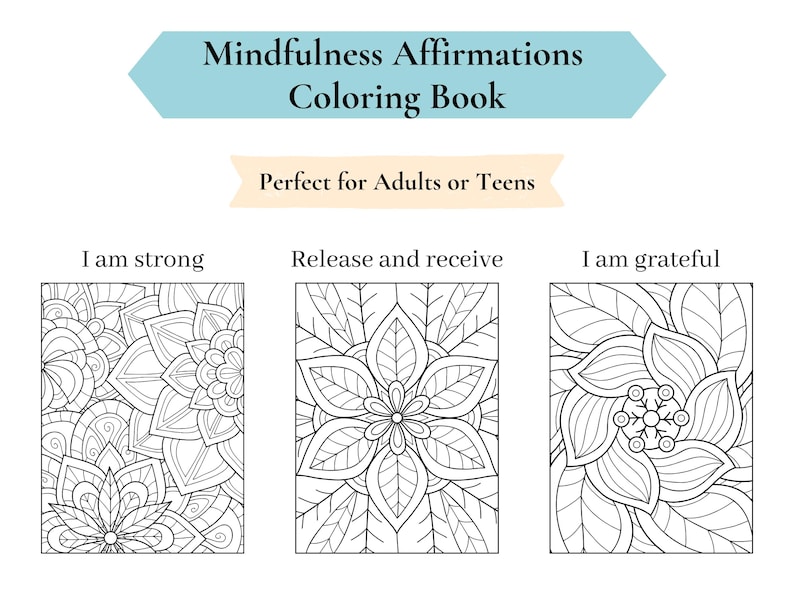 Mindfulness Coloring Pages, Positive Affirmations Coloring, Adult ...