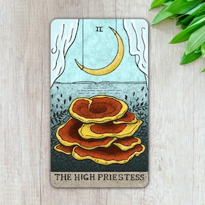 The High Priestess - Mushroom Hunter&#39;s Tarot - Vinyl Sticker