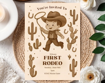First Rodeo Invitation Template Invitation, Cowboy 1st birthday Invite, Editable Digital Download, Western Baby Party Invite