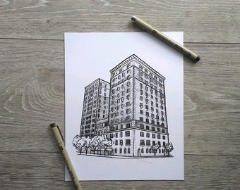 Custom Hand Drawn Home Portrait | Commercial Building Sketch | Apartment Drawing  | Custom Building Sketch | Condo Sketch | Apartment Sketch