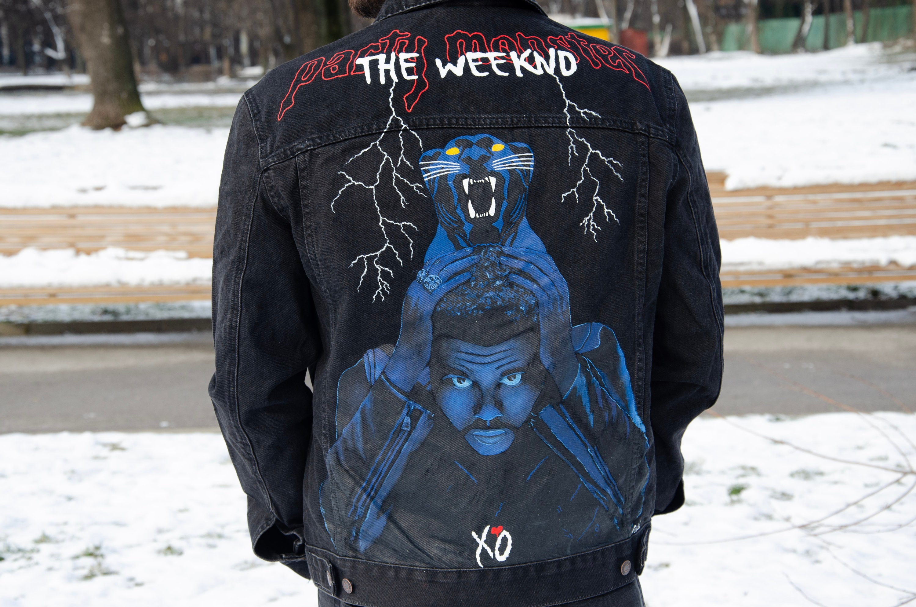 Hand Painted Custom Denim Jacket the Weeknd Starboy -  Finland