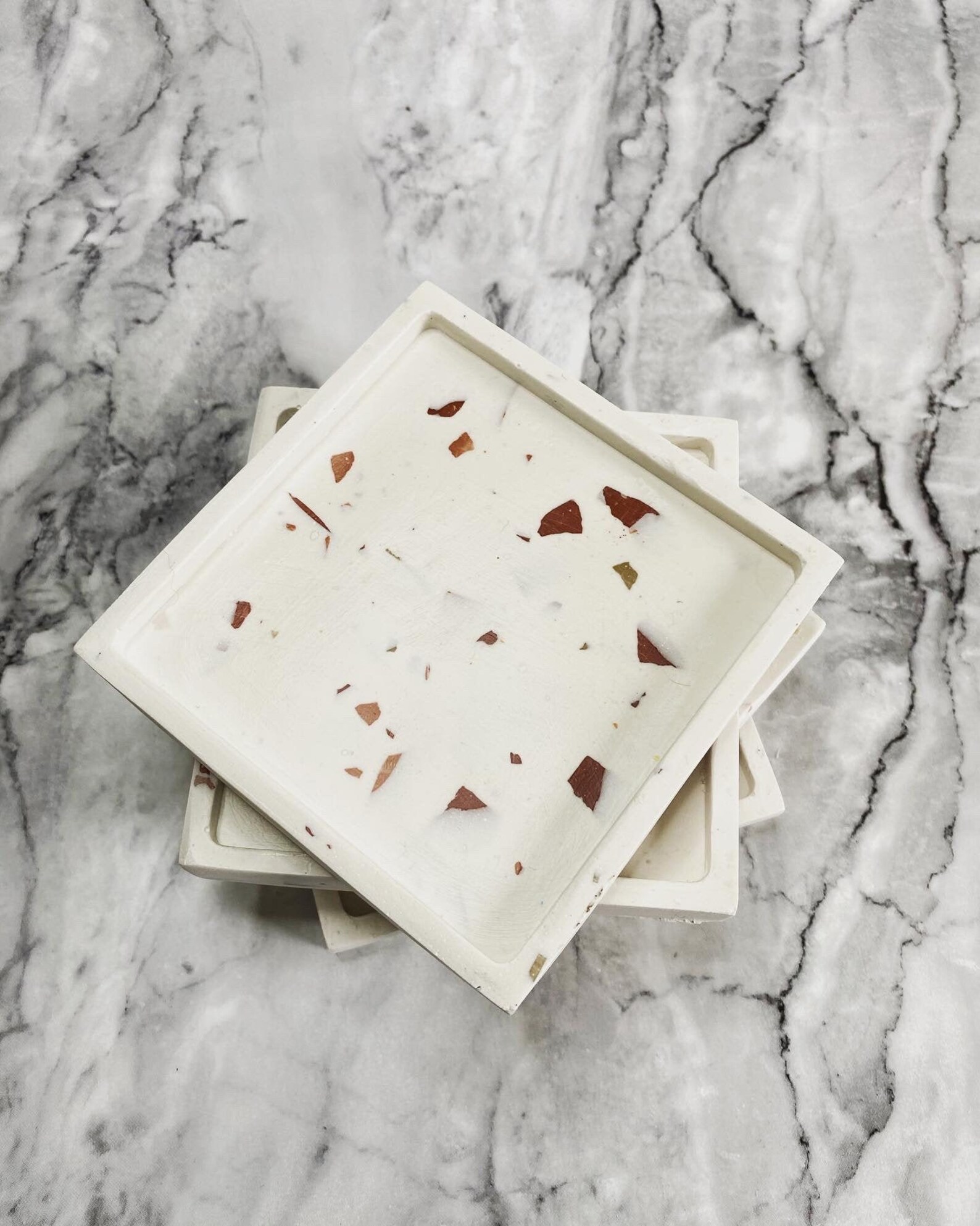 Square Terrazzo Jesmonite Coasters Set of 4 Terracotta Ox Etsy UK