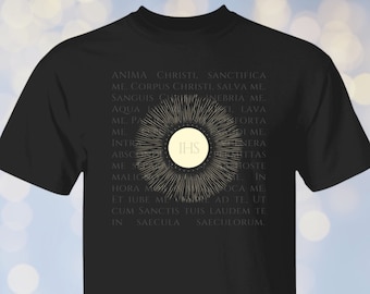 Anima Christi Catholic Latin Prayer Unisex classic fit straight cut shirt Eucharist Holy Communion Tee Eucharistic revival gift for priest