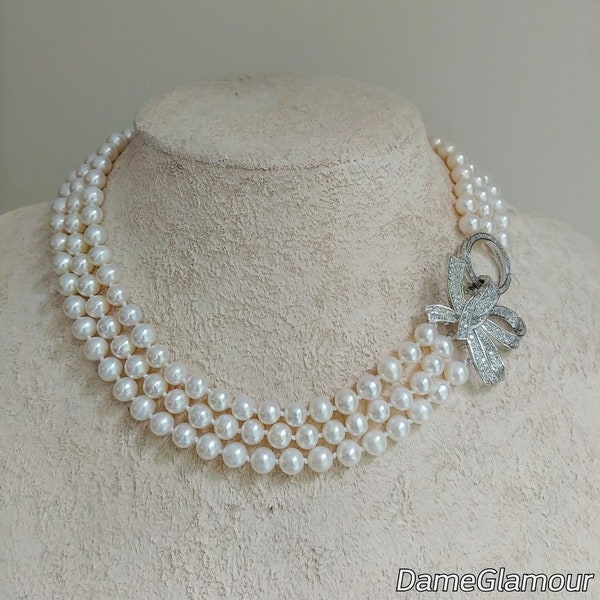 Multi Strand Pearl Necklace Etsy