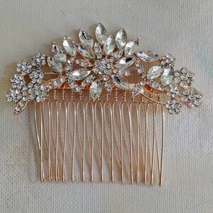 rose gold austrian crystal bridal hair comb, rhinestone wedding hair jewellery,bridesmaid hair accessory,headpiece for bride,mini tiara image 8