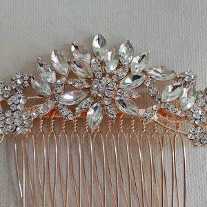 rose gold austrian crystal bridal hair comb, rhinestone wedding hair jewellery,bridesmaid hair accessory,headpiece for bride,mini tiara image 5