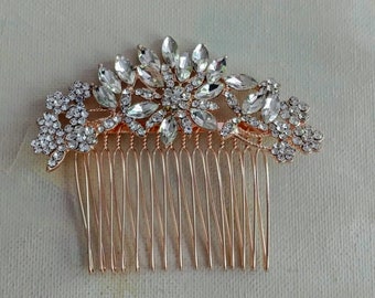 rose gold austrian crystal bridal hair comb, rhinestone wedding hair jewellery,bridesmaid hair accessory,headpiece for bride,mini tiara