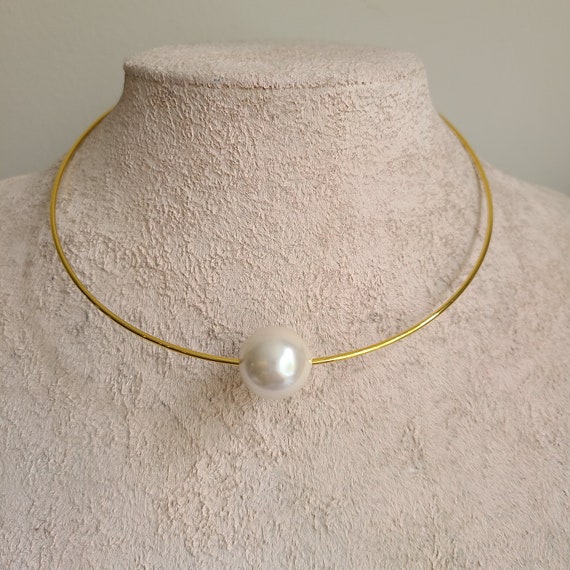 Big pearl gold necklace clearance