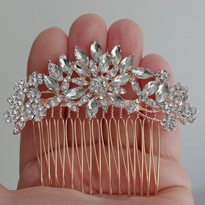 rose gold austrian crystal bridal hair comb, rhinestone wedding hair jewellery,bridesmaid hair accessory,headpiece for bride,mini tiara image 3