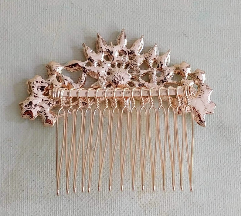 rose gold austrian crystal bridal hair comb, rhinestone wedding hair jewellery,bridesmaid hair accessory,headpiece for bride,mini tiara image 2