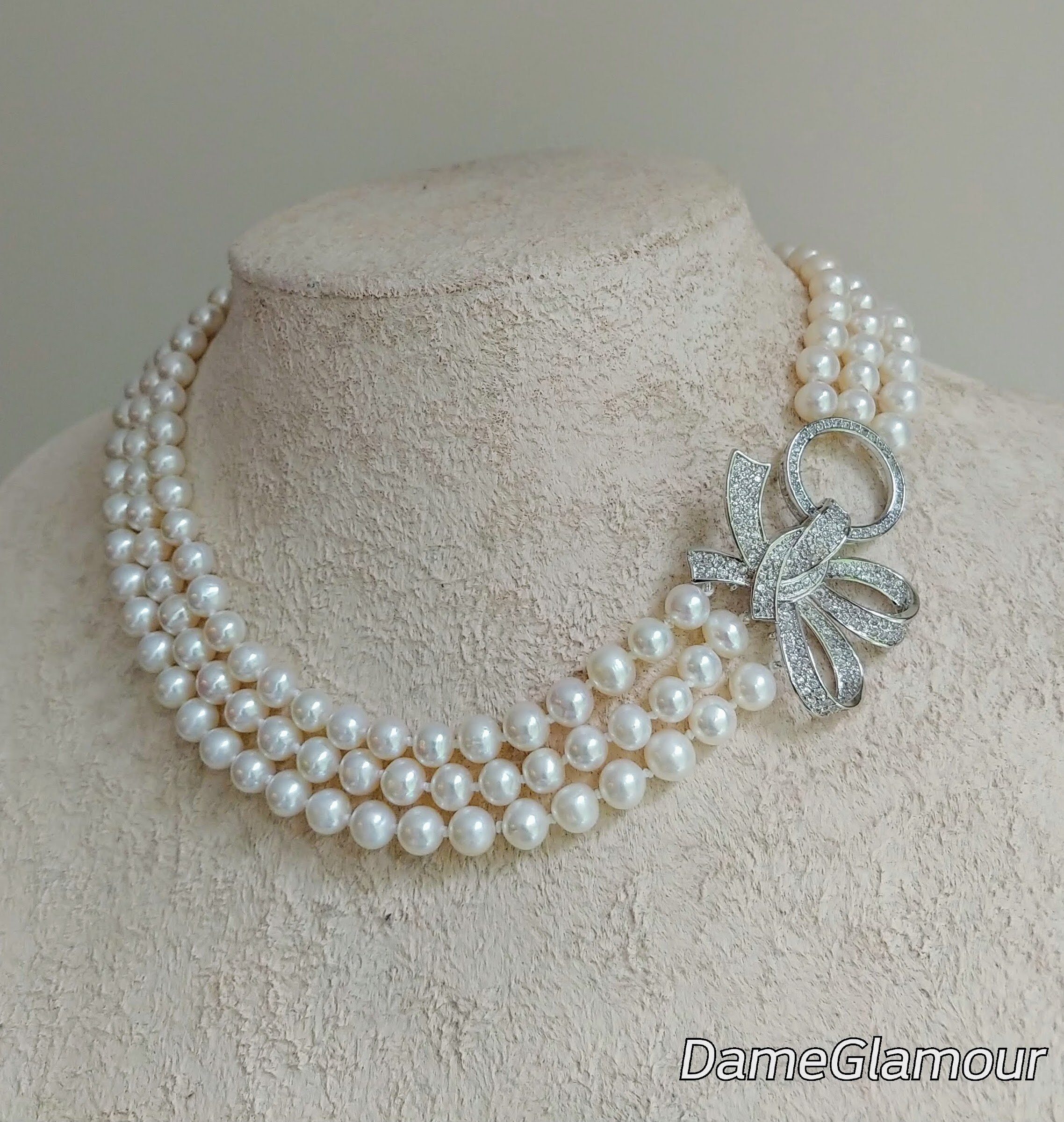 Pearl Strand Necklace For Women Faux Grey Round Maldives