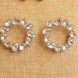 Circular rhinestone hoop earring, large round bridal earring, art deco jewelry, teardrop Austrian crystal earpiece, boho wedding earring image 10