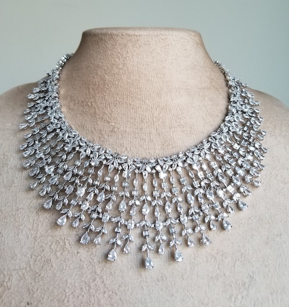Cz statement necklace sale